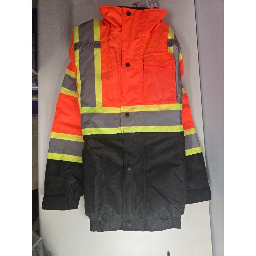 Hi VIS Size MEDIUM Jacket JK Safety Type R Class 3 Quilted Bomber Coat - Picture 2 of 6